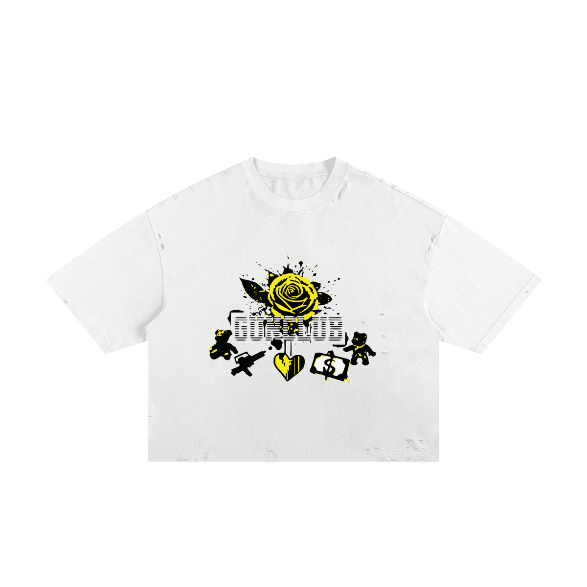 GUNCLUB ClassiFray Boxy Tee T-Shirt, White