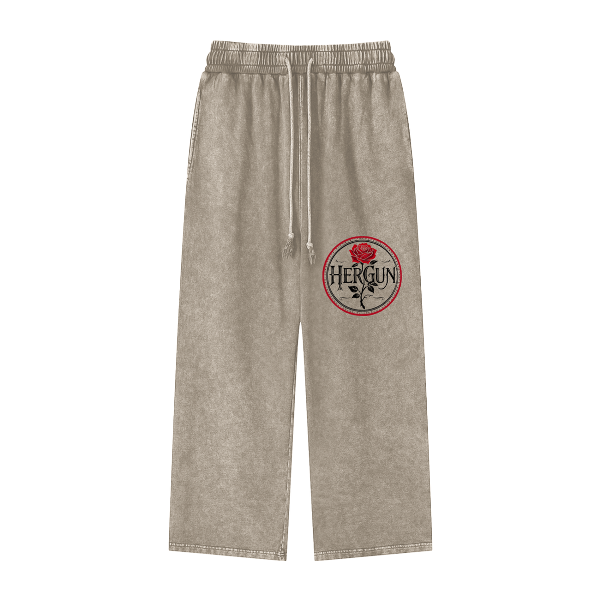 HERGUN AcidWash Str8s Pants, Stone Gray