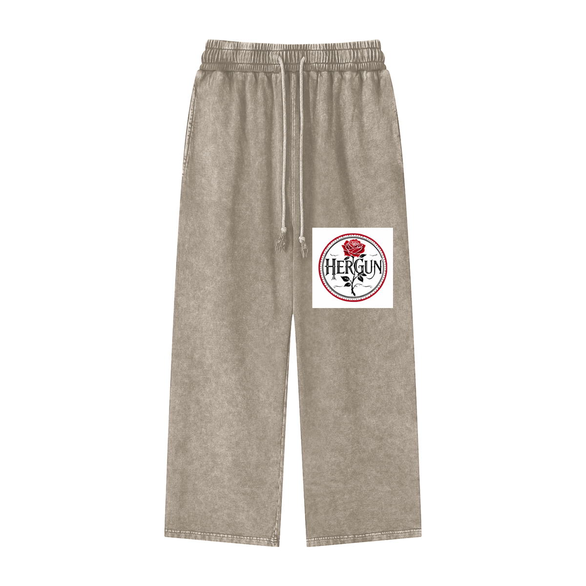 HERGUN AcidWash Str8s Toos Joggers, Stone Gray