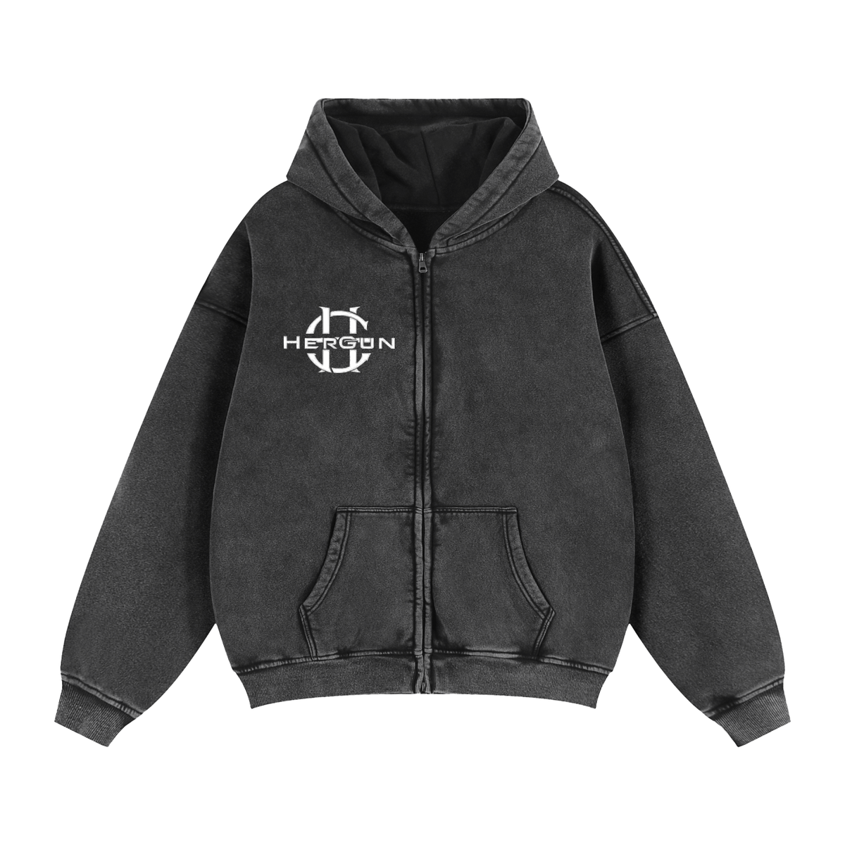 HERGUN BOXHOOD ZipThrough Hoodie, Black