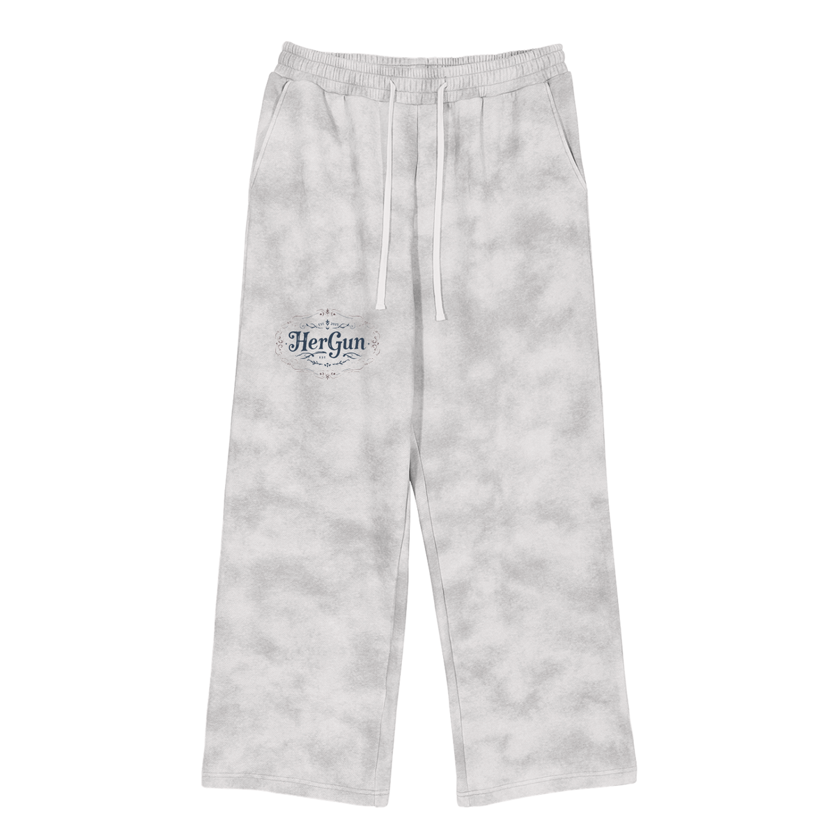 HERGUN DirtyWash Sweats Sweatpants, Flower Gray