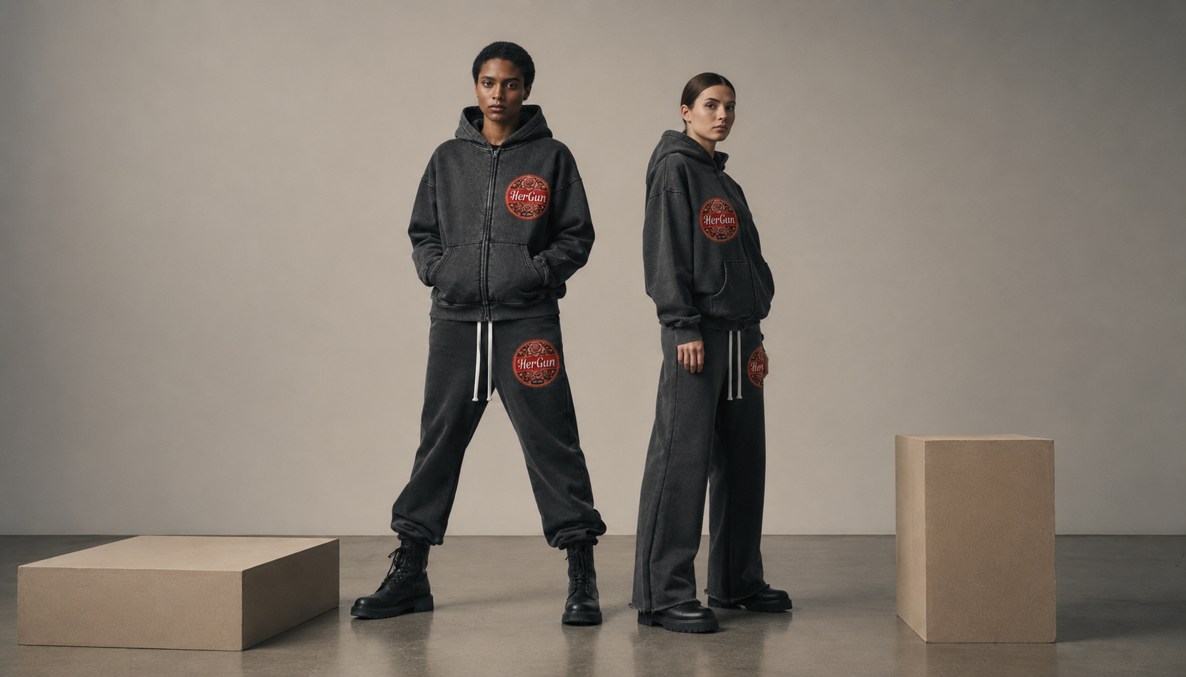 HERGUN HOODBOXY ZipThrough oversized zip hoodie streetwear look
