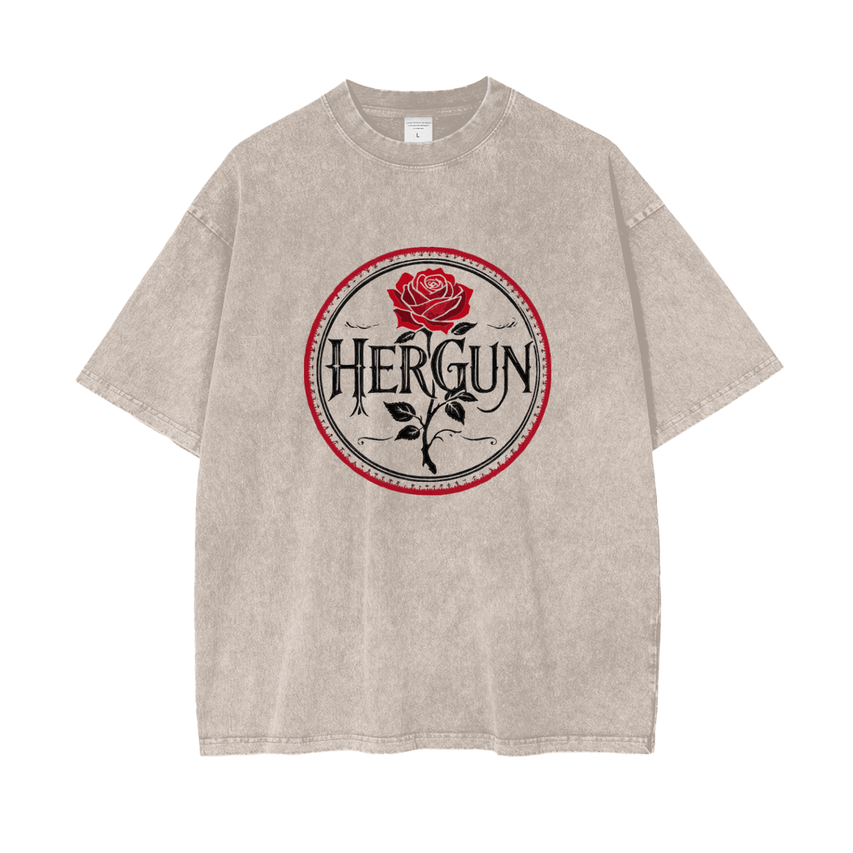 HERGUN SizeWashed T-Shirt, Apricot
