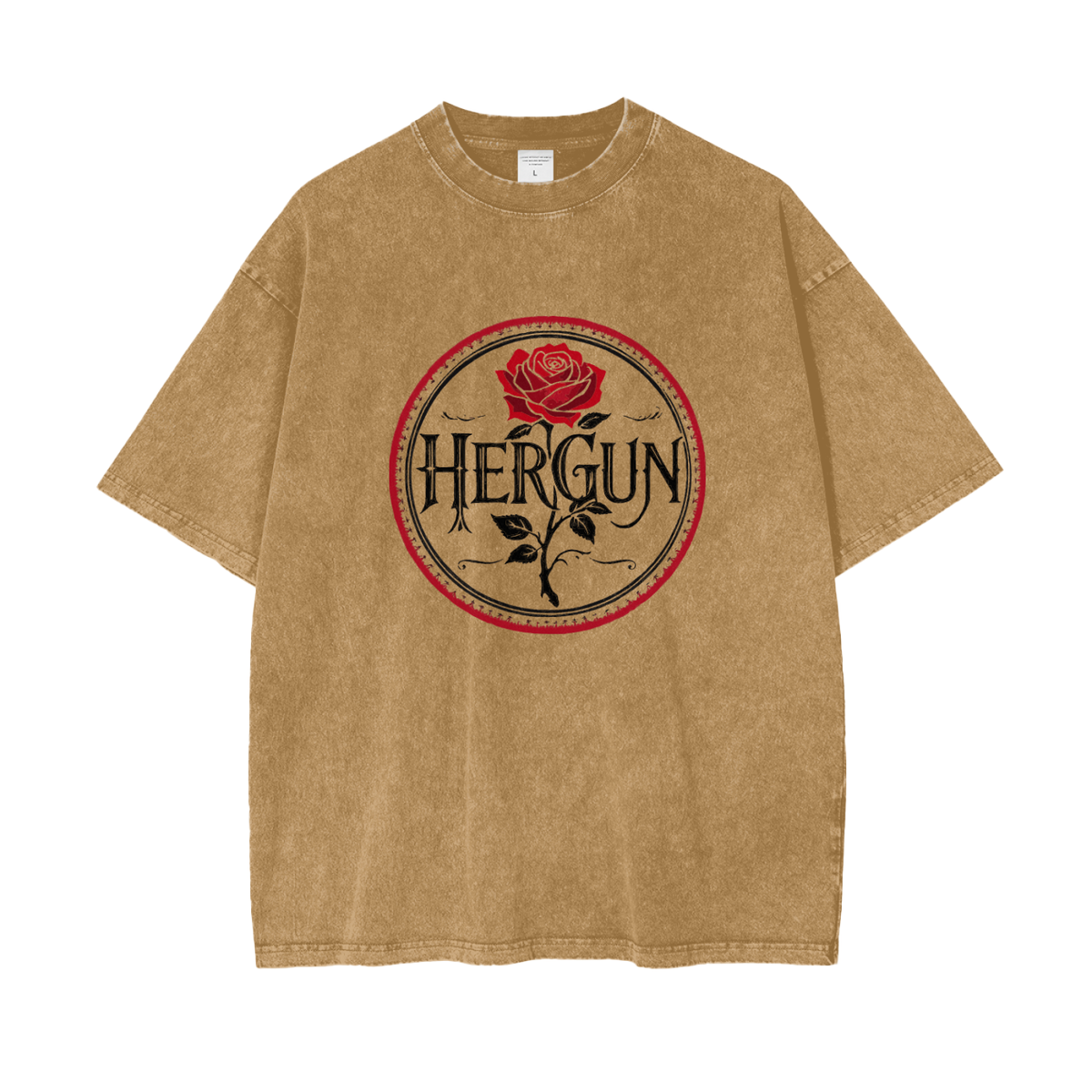 HERGUN SizeWashed T-Shirt, Light Brown