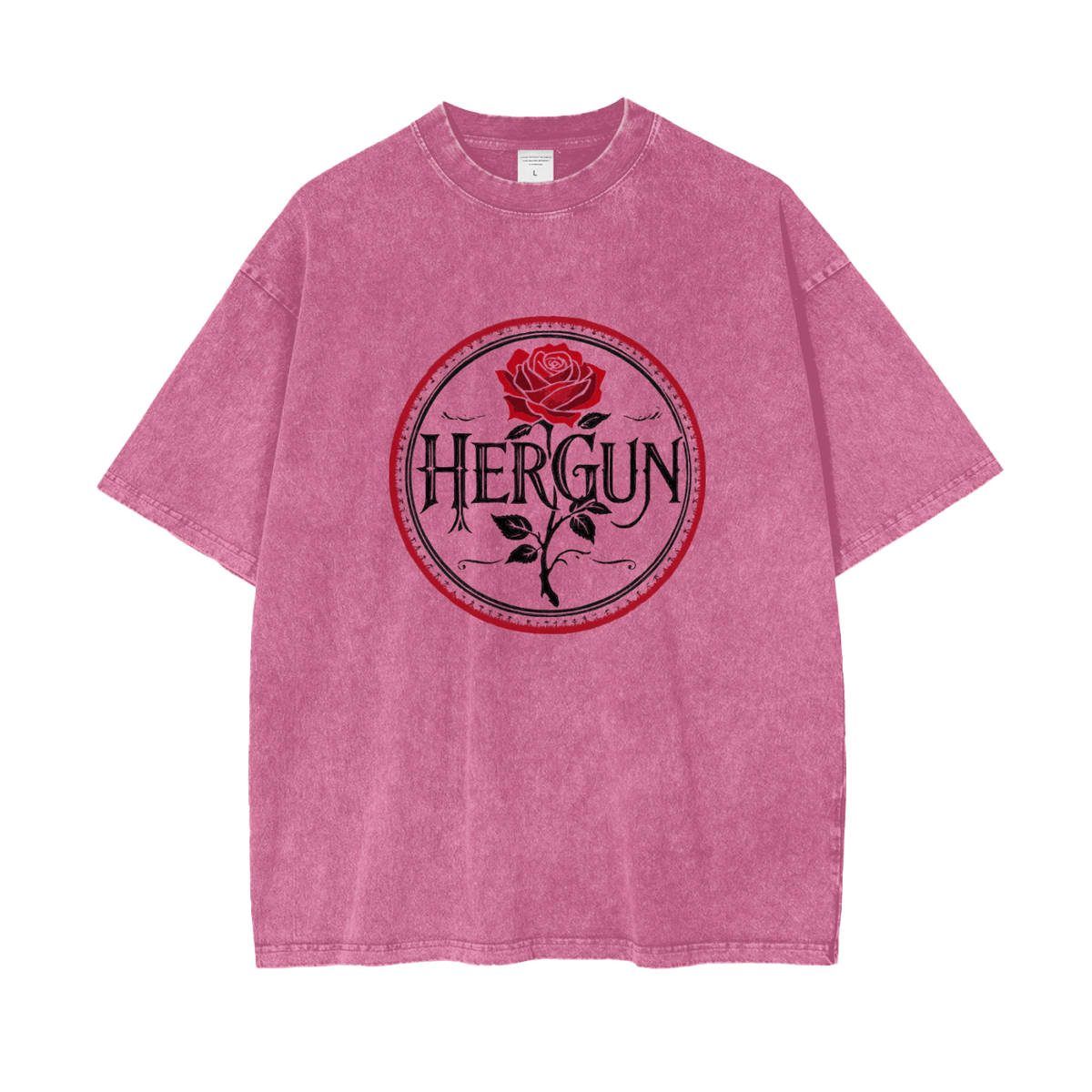 HERGUN SizeWashed T-Shirt, Rose Red
