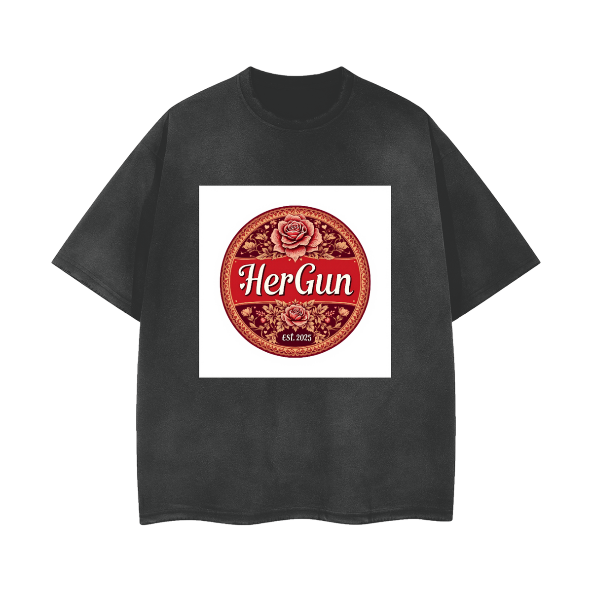HERGUN VINTAGE WashFray T-Shirt, Vintage Black Gray