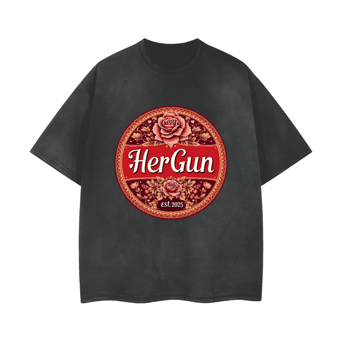 HERGUN VinWash T-Shirt, Vintage Black Gray
